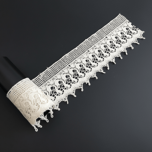 White Cotton Dyeable Chemical lace (Width : 4 Inch & Sku: Ch-31)