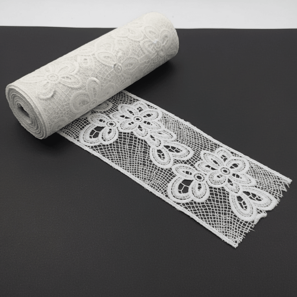 White Cotton Dyeable Chemical lace (Width : 3 Inch & Sku: Ch-35)