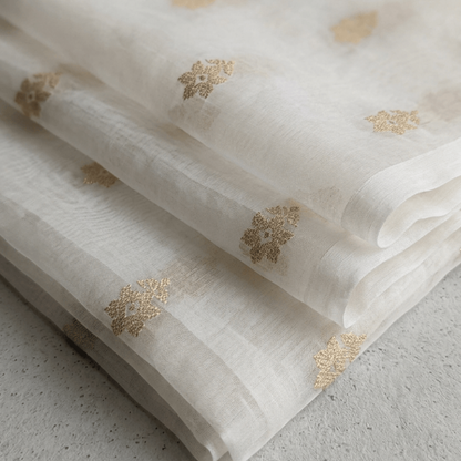 Off White Fancy Chanderi Lurex Fabric for Dress Material | Width : 44"