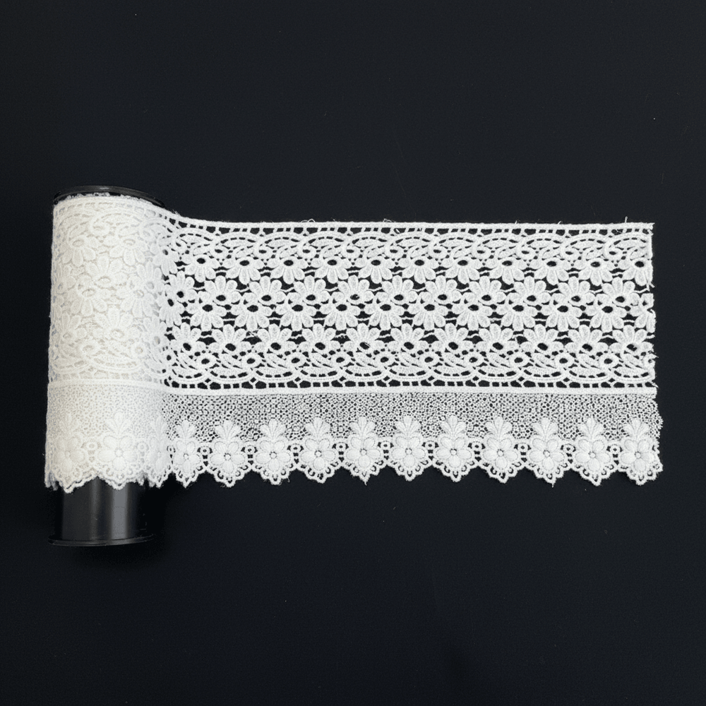 White Cotton Dyeable Chemical Lace (Width : 6 Inch & Sku: Ch-53)