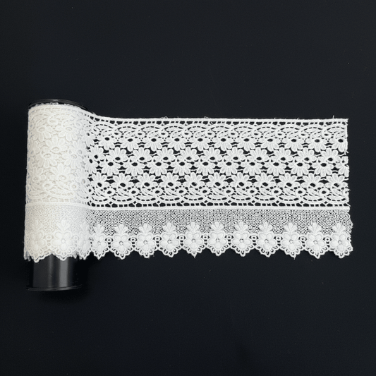 White Cotton Dyeable Chemical Lace (Width : 6 Inch & Sku: Ch-53)