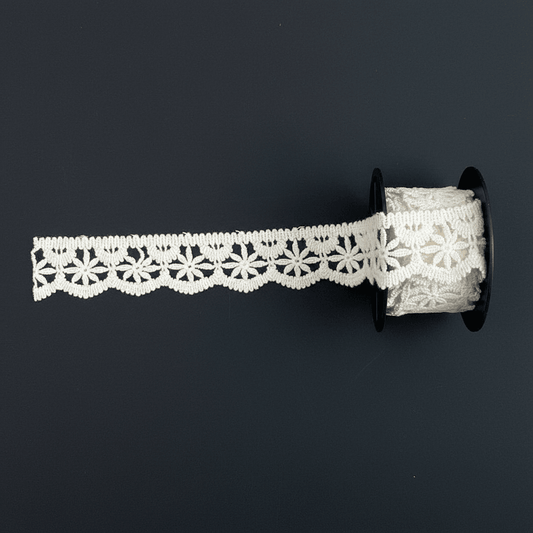 White Cotton Dyeable Chemical Lace (Width : 1 Inch & Sku: Ch-66)