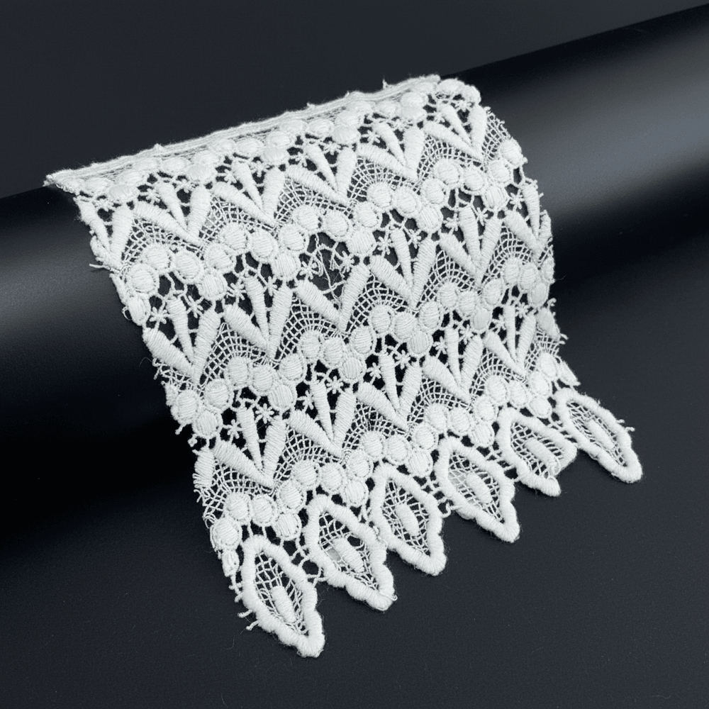 White Cotton Dyeable Chemical Lace (Width : 6 Inch & Sku: Ch-75)