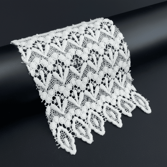 White Cotton Dyeable Chemical Lace (Width : 6 Inch & Sku: Ch-75)