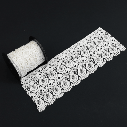 White Cotton Dyeable Chemical Lace (Width : 4 Inch & Sku: Ch-93)