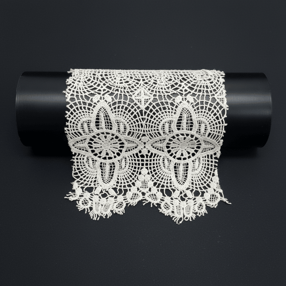 White Cotton Dyeable Chemical Lace (Width : 6.5 Inch & Sku: Ch-95)