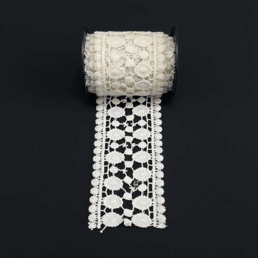 White Cotton Dyeable Chemical lace (Width : 3 Inch & Sku: Ch-97)
