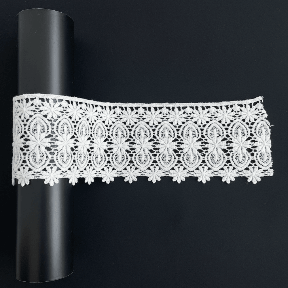 White Cotton Dyeable Chemical lace (Width : 4 Inch & Sku: Ch-99)