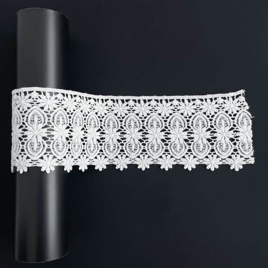 White Cotton Dyeable Chemical lace (Width : 4 Inch & Sku: Ch-99)
