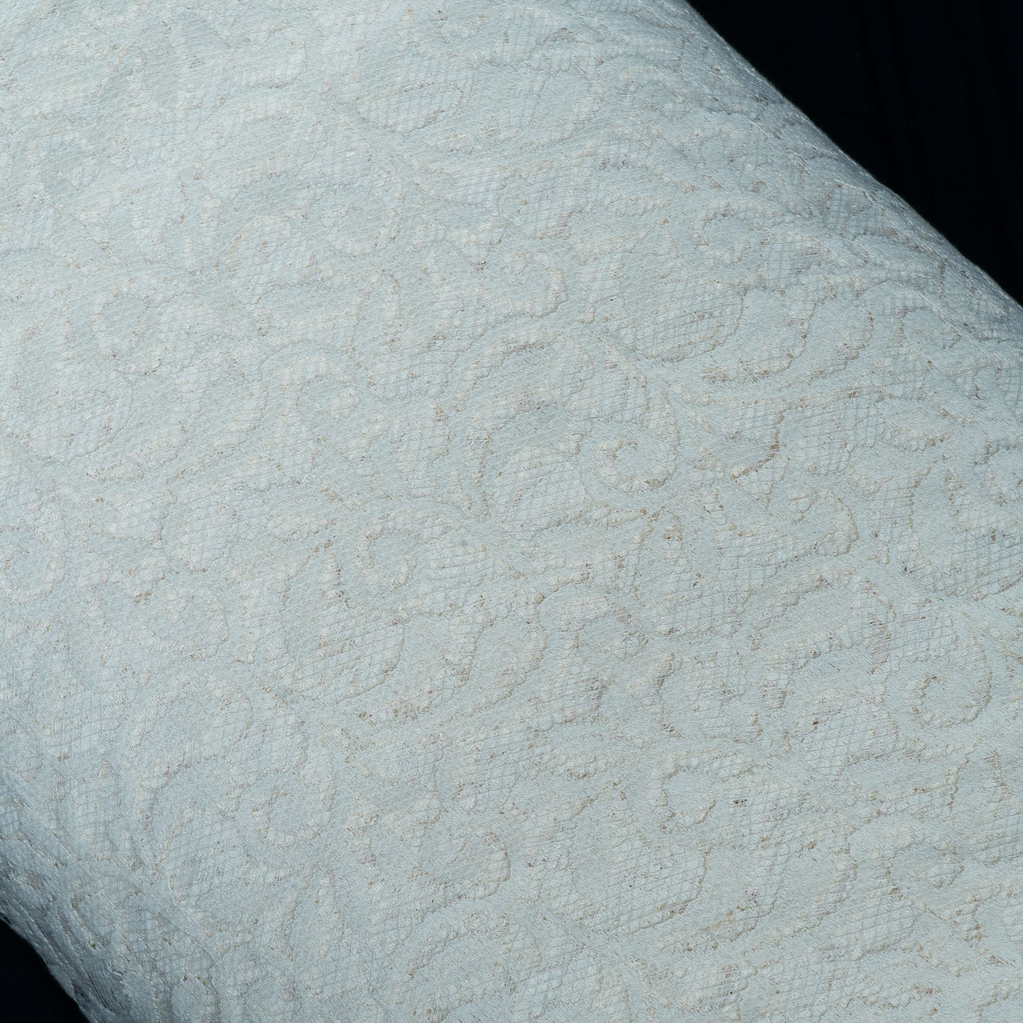 Off White Floral Design Dyeable Cotton Nylon Net | SKU: CN-1