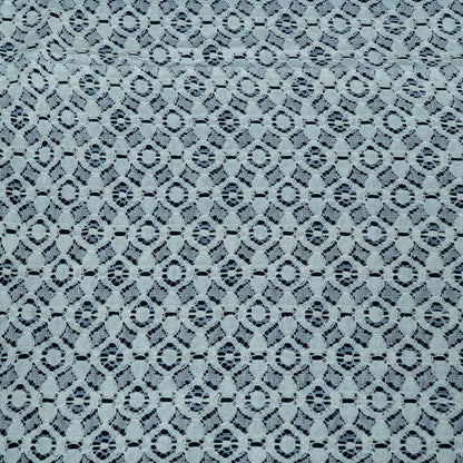 White Floral Design Dyeable Cotton Nylon Net | SKU: CN-2