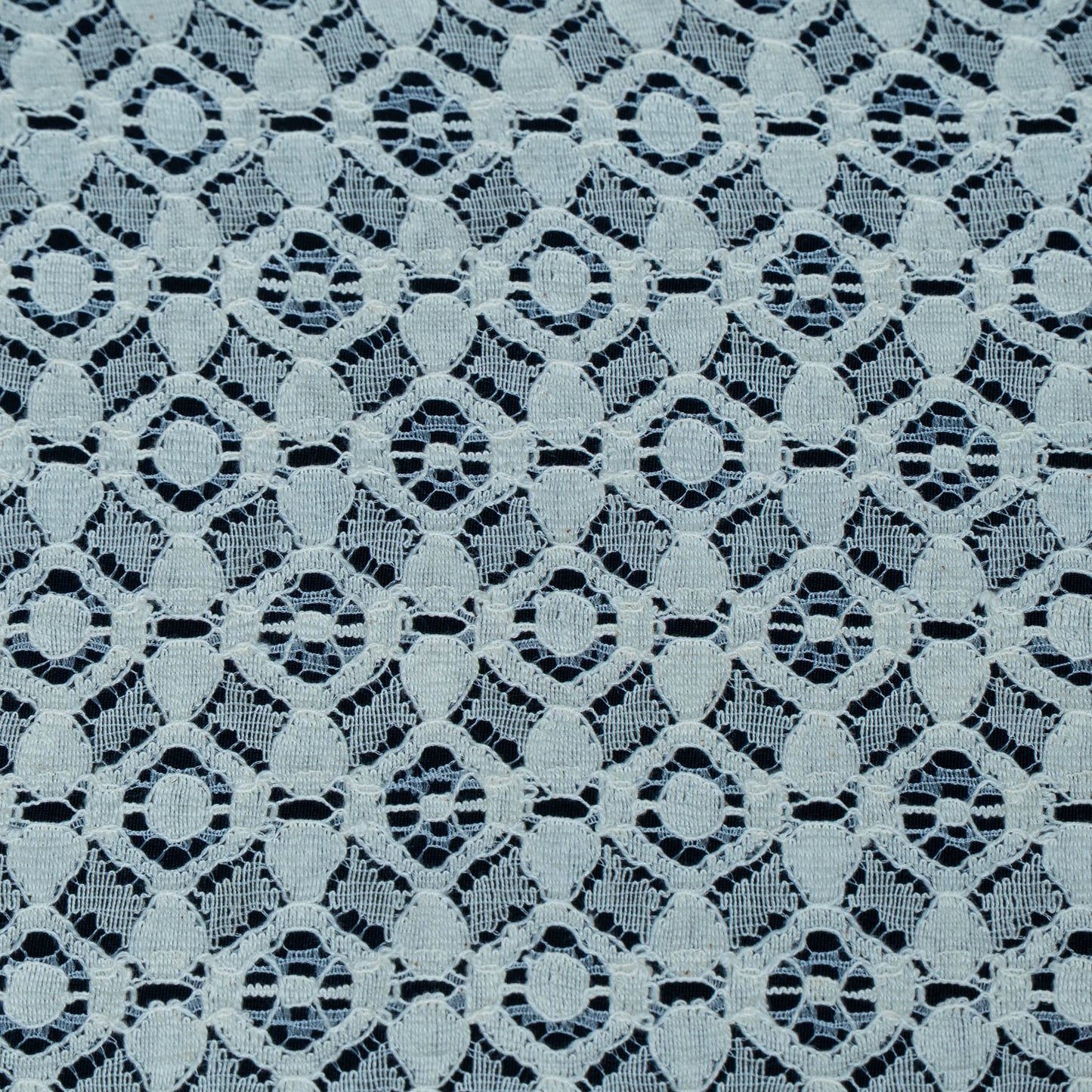 White Floral Design Dyeable Cotton Nylon Net | SKU: CN-2