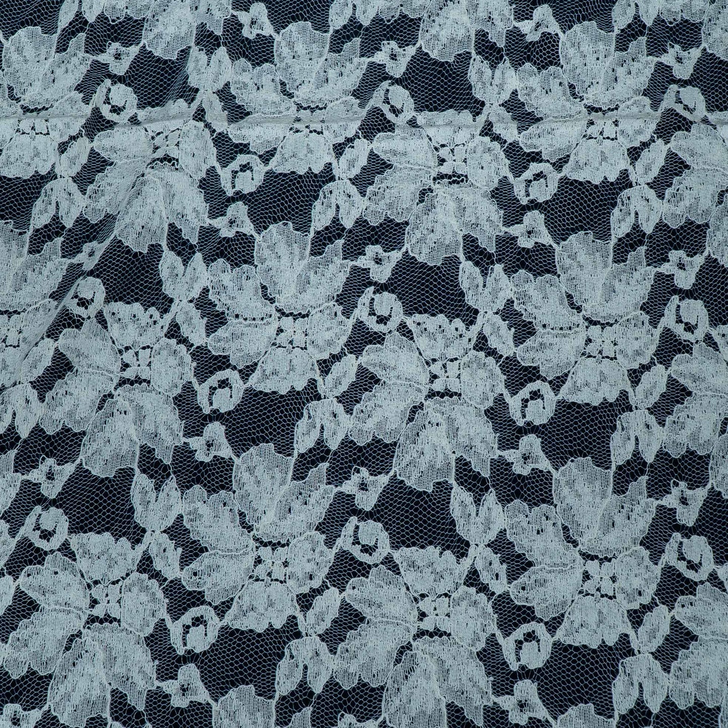 White Bif Floral Design Dyeable Cotton Nylon Net | SKU: CN-3