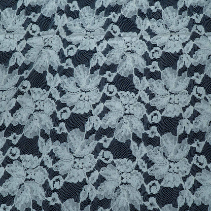White Bif Floral Design Dyeable Cotton Nylon Net | SKU: CN-3