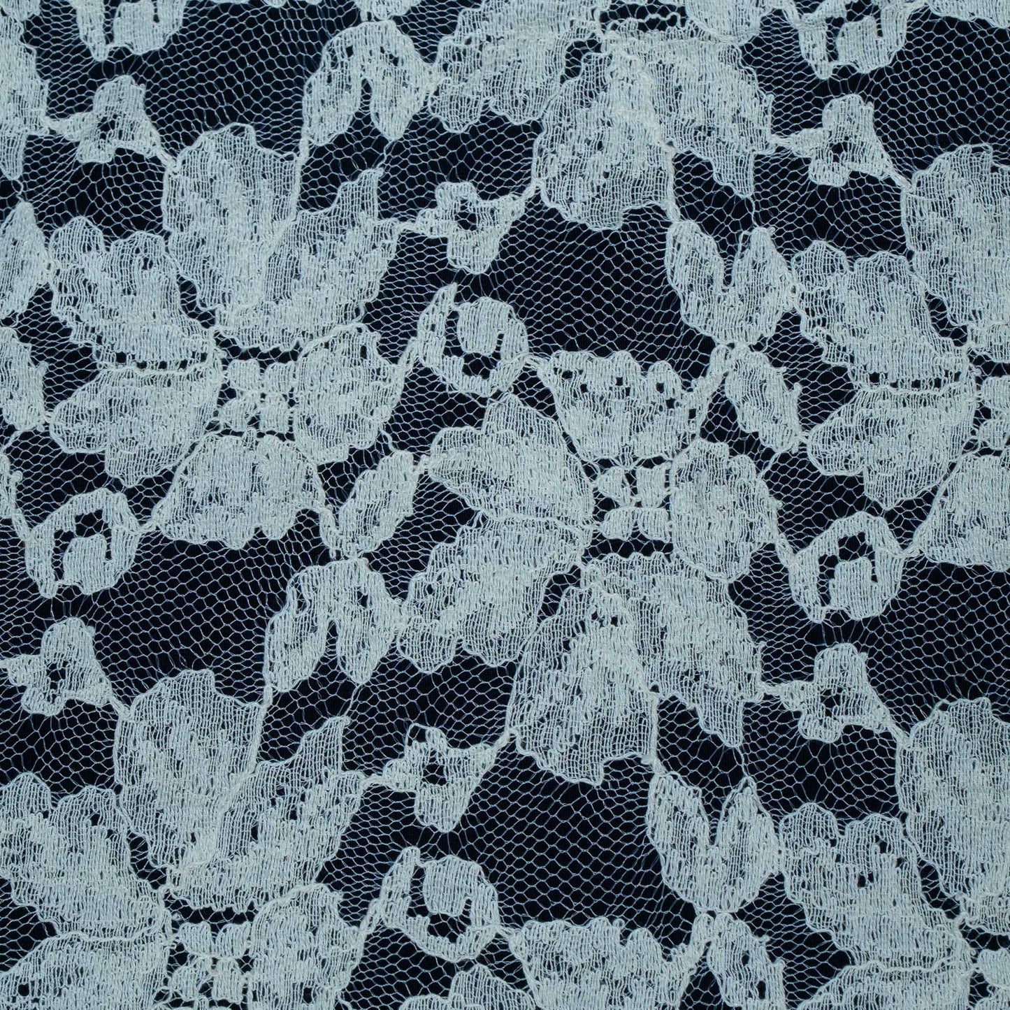 White Bif Floral Design Dyeable Cotton Nylon Net | SKU: CN-3