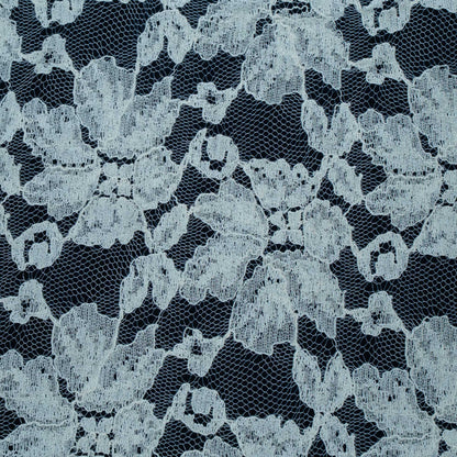 White Bif Floral Design Dyeable Cotton Nylon Net | SKU: CN-3