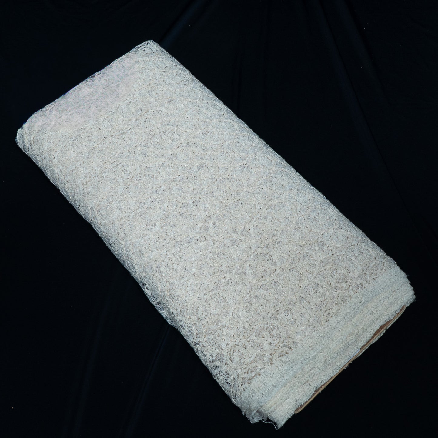 White Circle Design Dyeable Cotton Nylon Net | SKU : CN-4