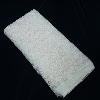 White Circle Design Dyeable Cotton Nylon Net | SKU : CN-4