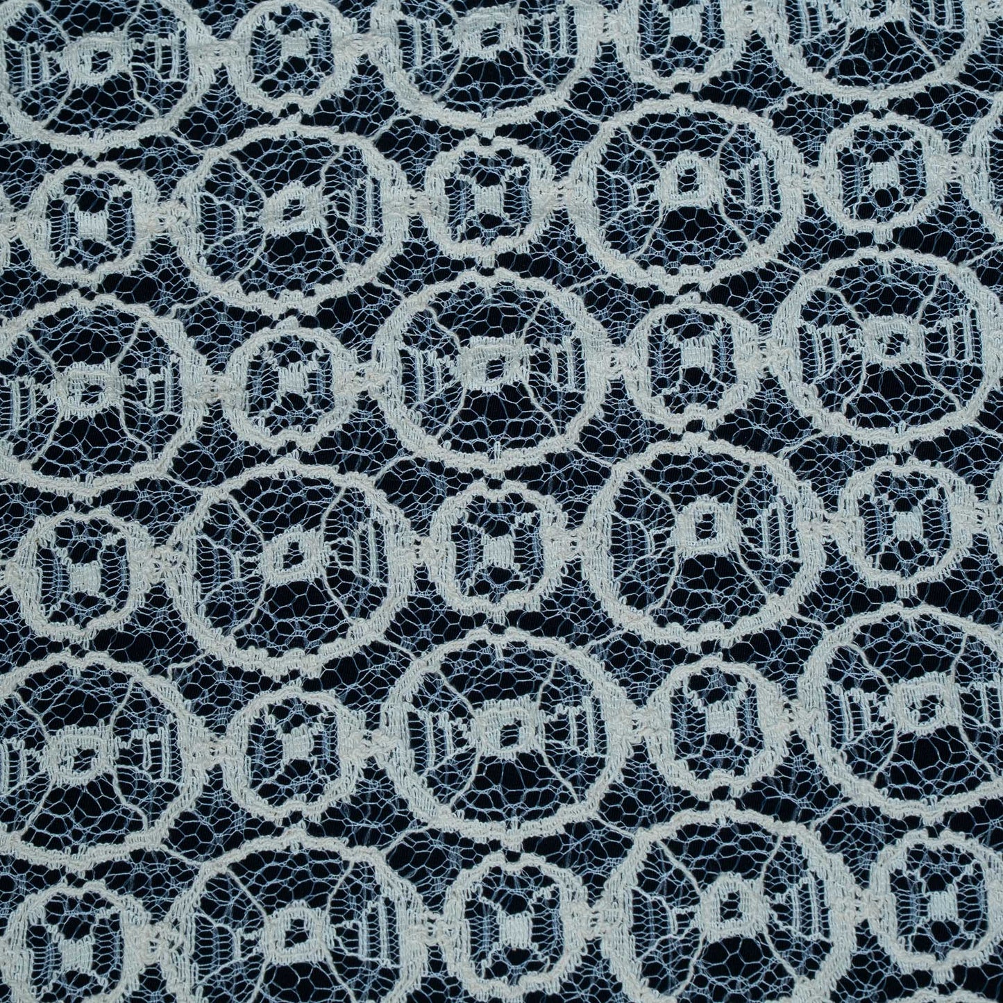 White Circle Design Dyeable Cotton Nylon Net | SKU : CN-4