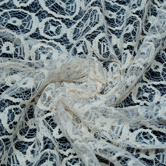 White Circle Design Dyeable Cotton Nylon Net | SKU : CN-4