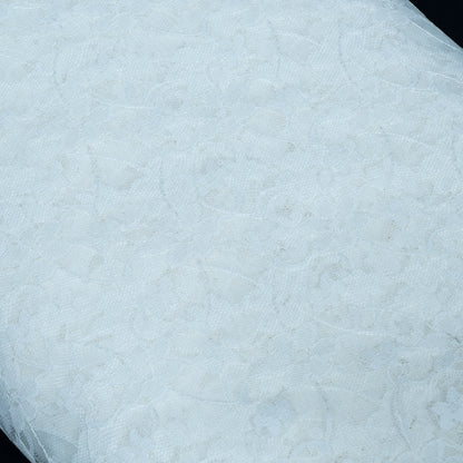 White Floral Design Dyeable Cotton Nylon Net | SKU: CN-5