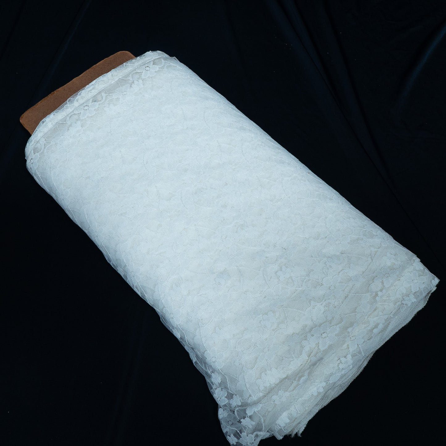 White Floral Design Dyeable Cotton Nylon Net | SKU: CN-5
