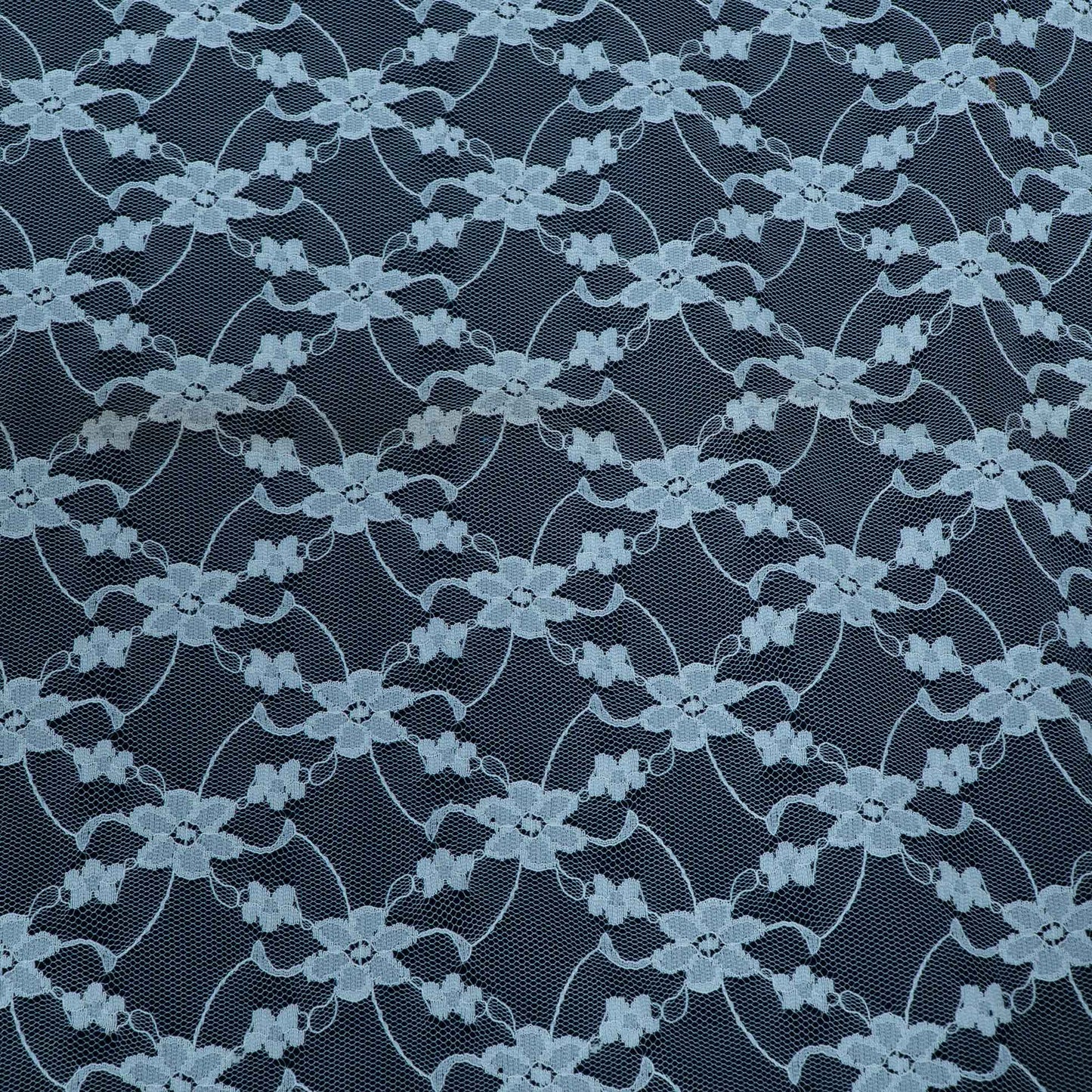 White Floral Design Dyeable Cotton Nylon Net | SKU: CN-5