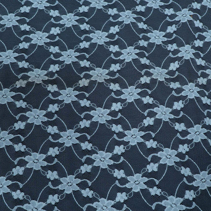 White Floral Design Dyeable Cotton Nylon Net | SKU: CN-5