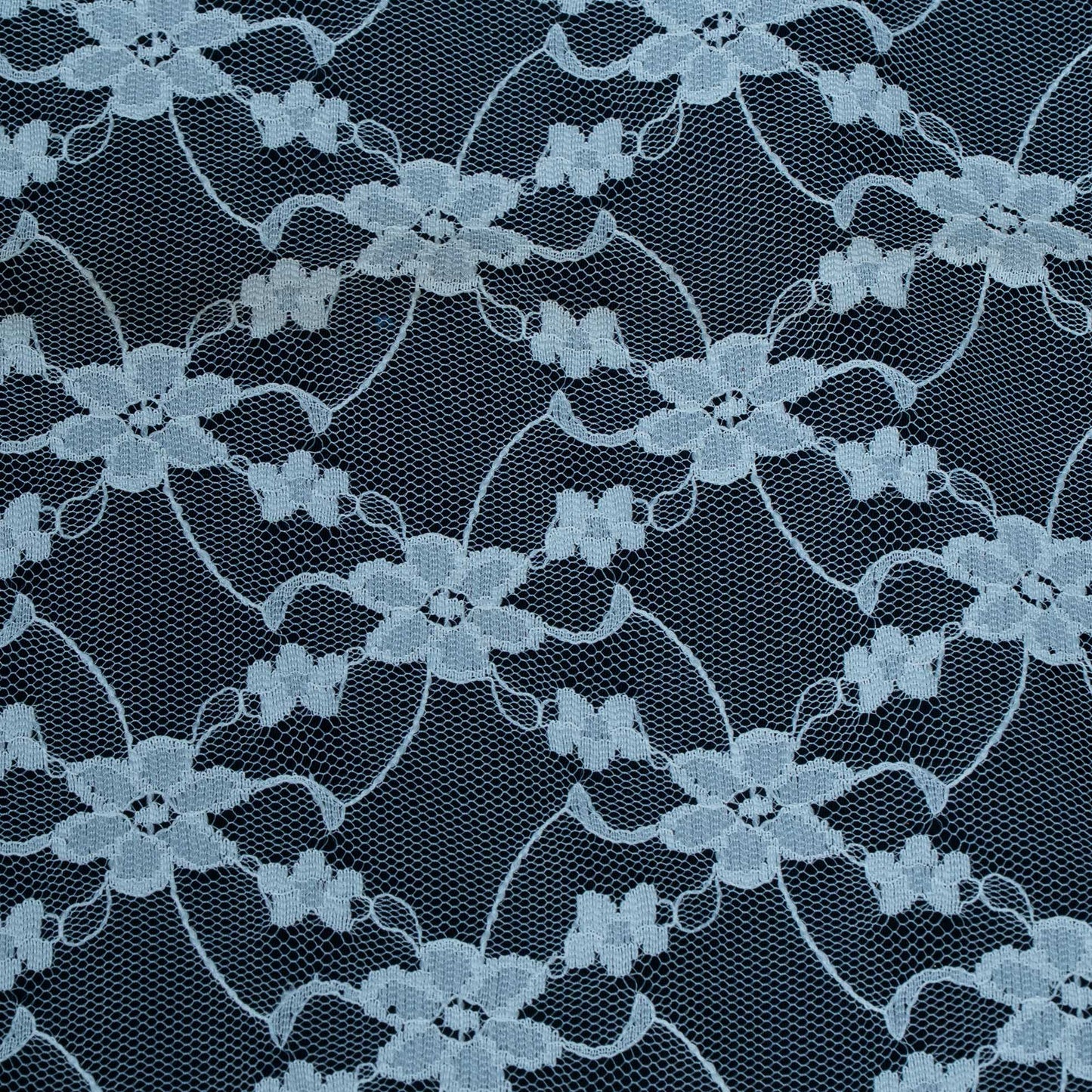 White Floral Design Dyeable Cotton Nylon Net | SKU: CN-5