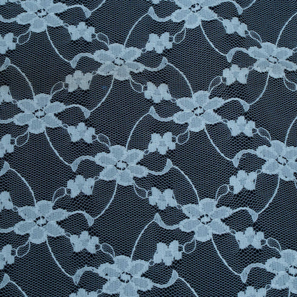White Floral Design Dyeable Cotton Nylon Net | SKU: CN-5