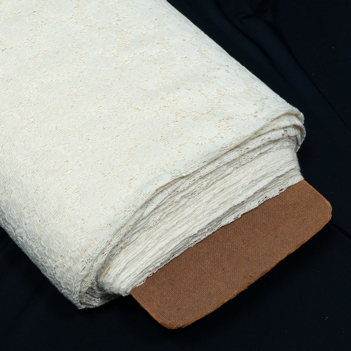 White Floral Design Dyeable Cotton Nylon Net | SKU: CN-7