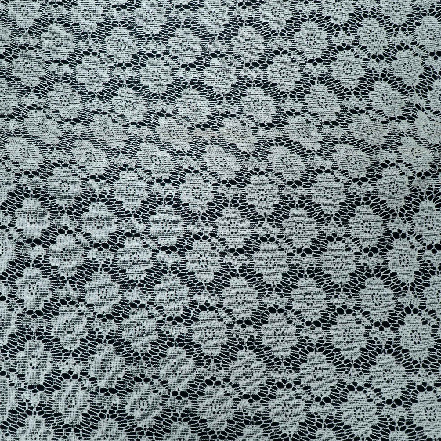White Floral Design Dyeable Cotton Nylon Net | SKU: CN-7