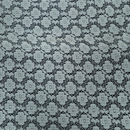 White Floral Design Dyeable Cotton Nylon Net | SKU: CN-7