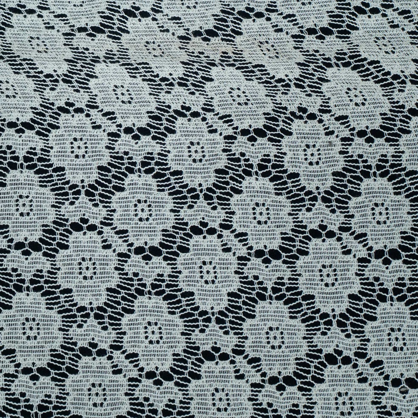 White Floral Design Dyeable Cotton Nylon Net | SKU: CN-7