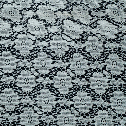 White Floral Design Dyeable Cotton Nylon Net | SKU: CN-7