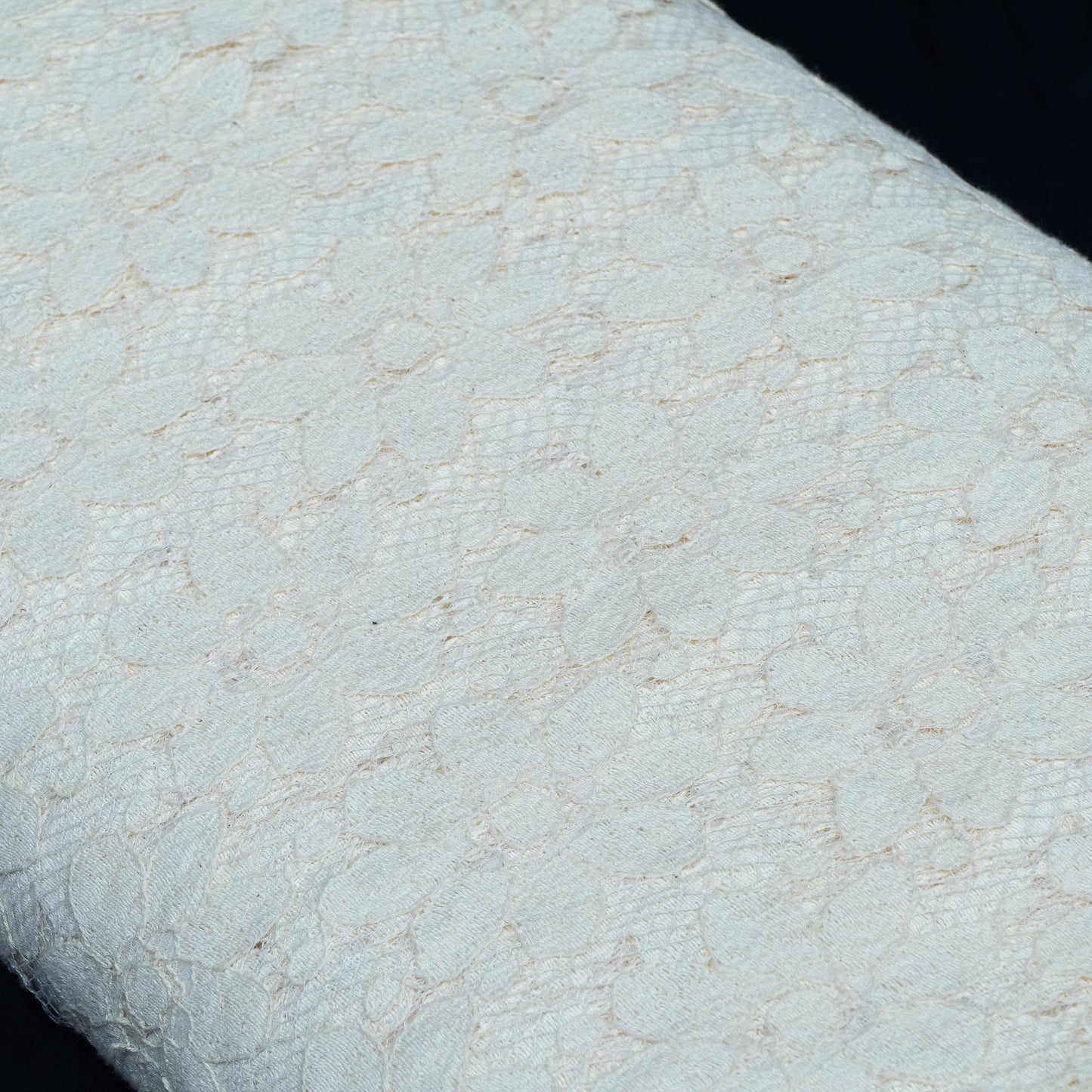 Off White Floral Design Dyeable Cotton Nylon Net | SKU: CN-8