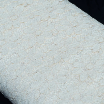 Off White Floral Design Dyeable Cotton Nylon Net | SKU: CN-8