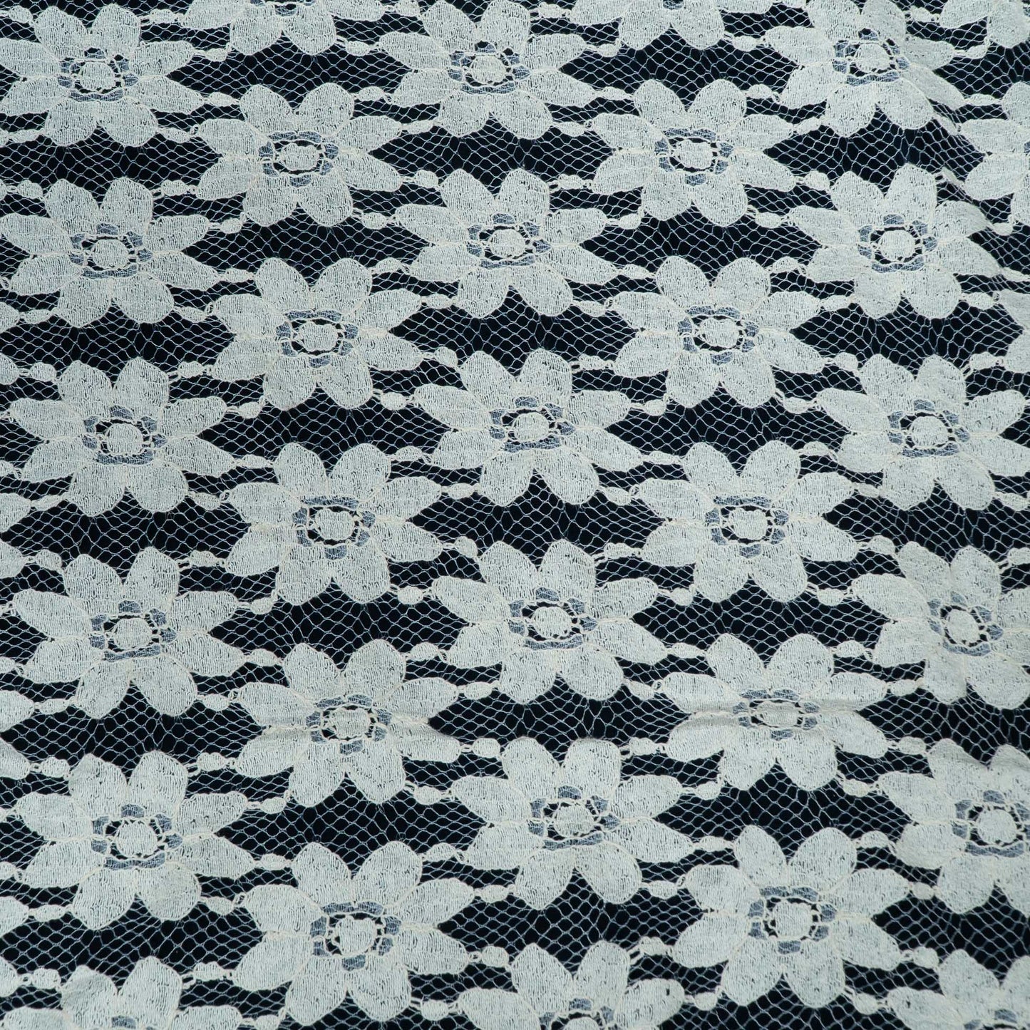 Off White Floral Design Dyeable Cotton Nylon Net | SKU: CN-8