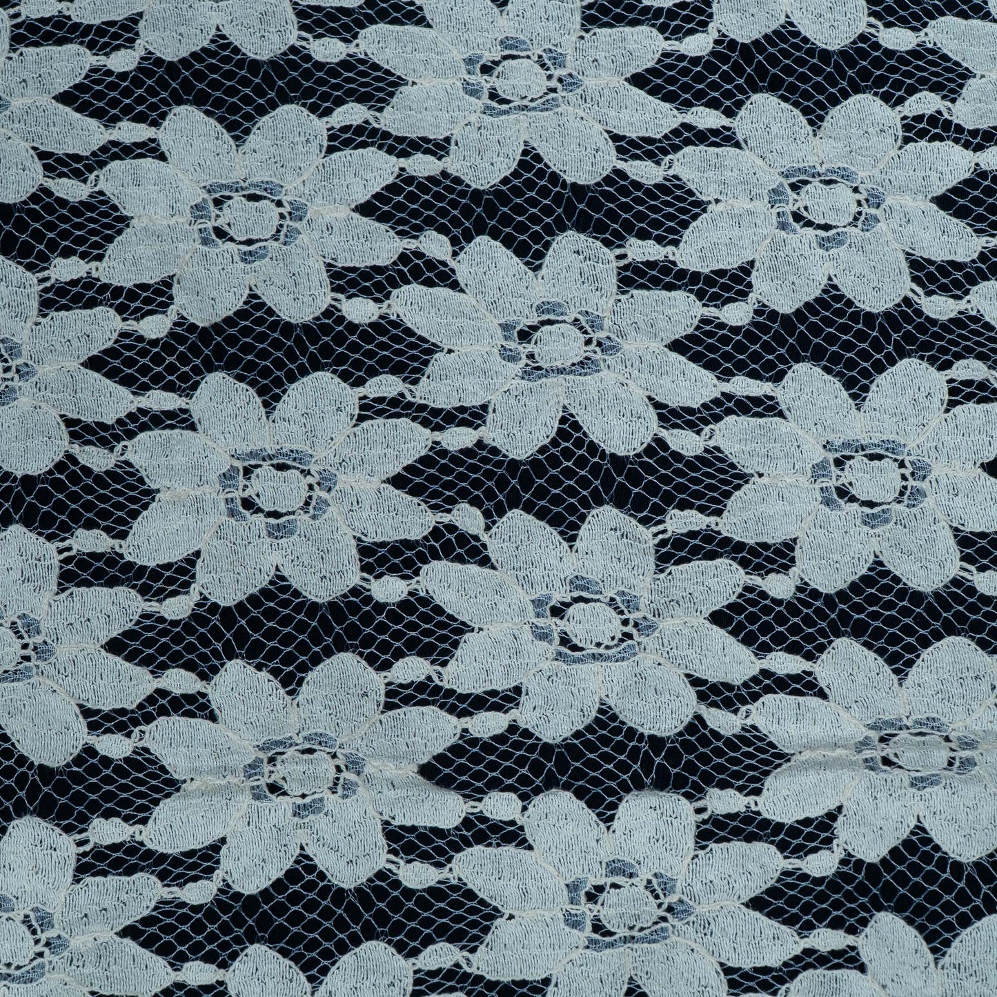 Off White Floral Design Dyeable Cotton Nylon Net | SKU: CN-8
