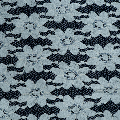 Off White Floral Design Dyeable Cotton Nylon Net | SKU: CN-8