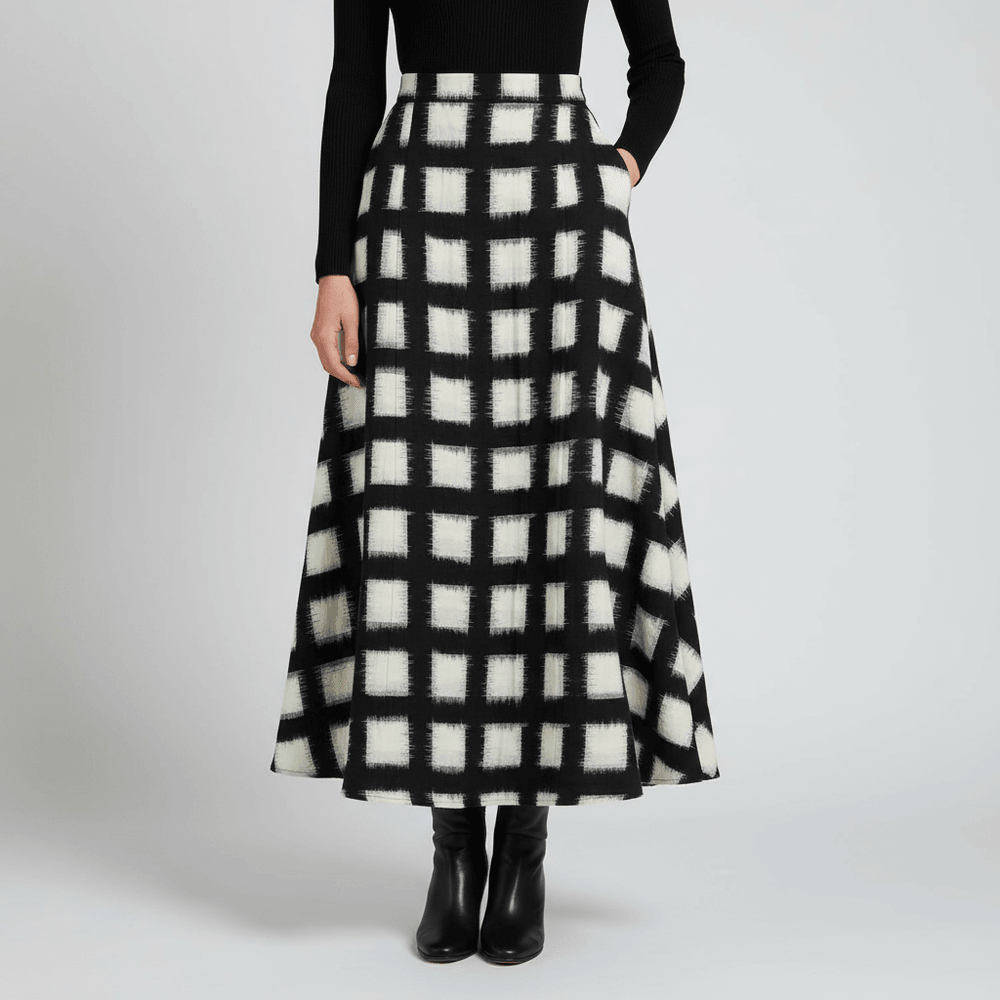 Black & White Square Cotton Handloom Double Ikat (SKU: IKK-573)