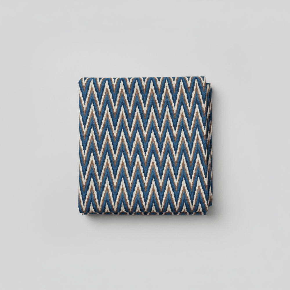 Multicolor Chevron Heavyweight Thick Cotton Handloom Ikat Fabric for Jackets & Upholstery | Width: 54"