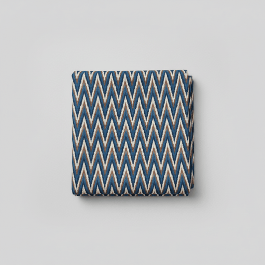 Multicolor Chevron Heavyweight Thick Cotton Handloom Ikat Fabric for Jackets & Upholstery | Width: 54"