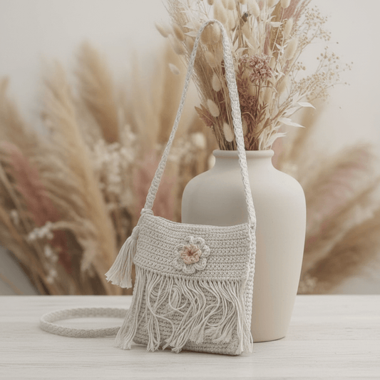 Off White color Hand Crochet Sling Bag