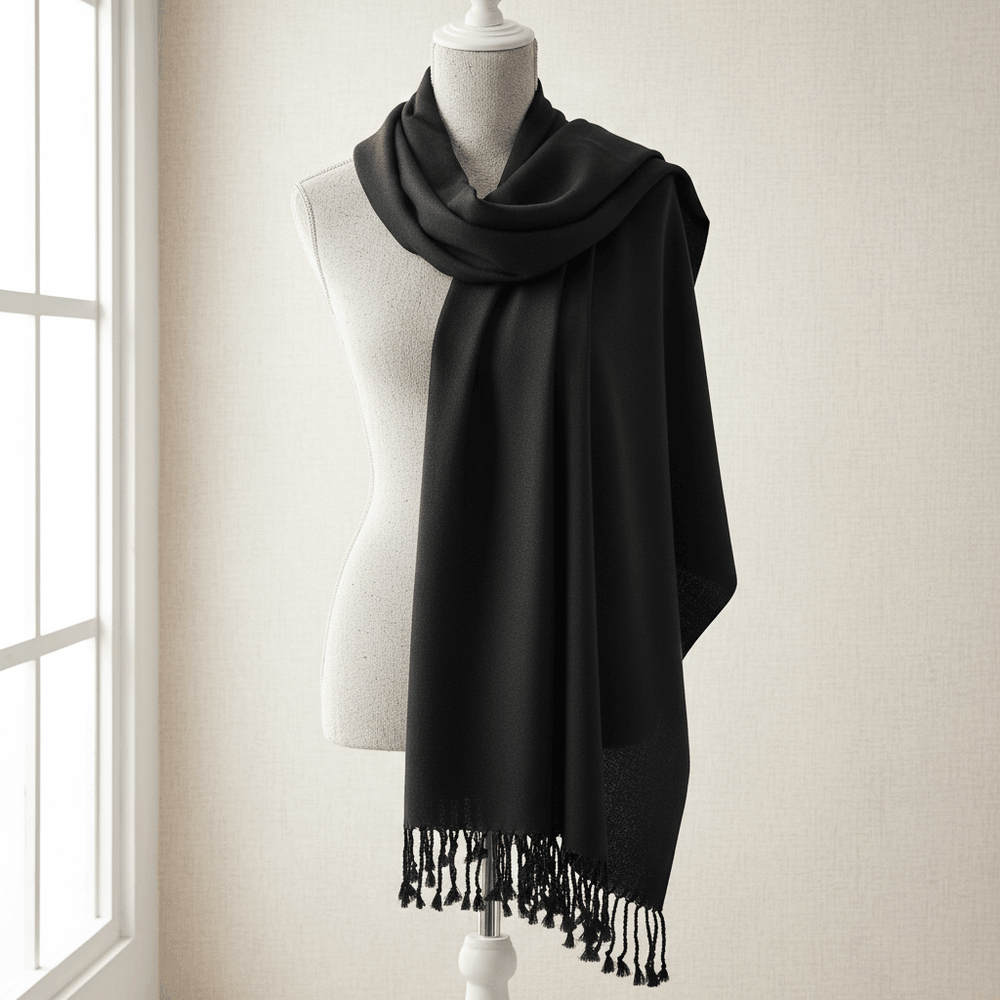 Black Cotton Blend Premium Stole for Men's & Women's ( 2 Meter Size )