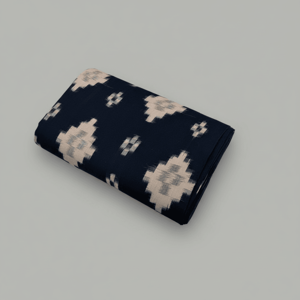 Black & Beige Cotton Handwoven Ikat | 1 Meter (SKU: IKK-633)
