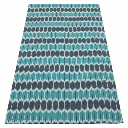 Green & Grey Fine Quality Cotton Handloom Ikat Fabric for Dress Material | Width: 44"