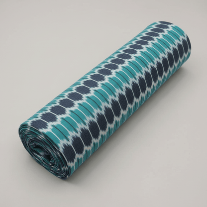 Green & Grey Fine Quality Cotton Handloom Ikat Fabric for Dress Material | Width: 44"