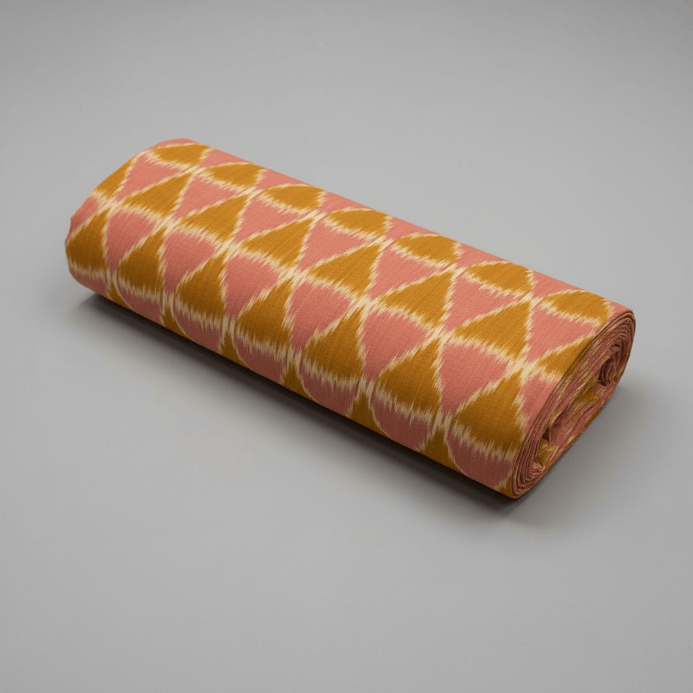 Mustard & Peach Fine Quality Handloom Cotton Ikat |