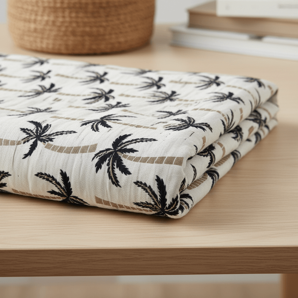 White & Black Tropical Cotton Blend Jacquard (SKU: JDD-494)
